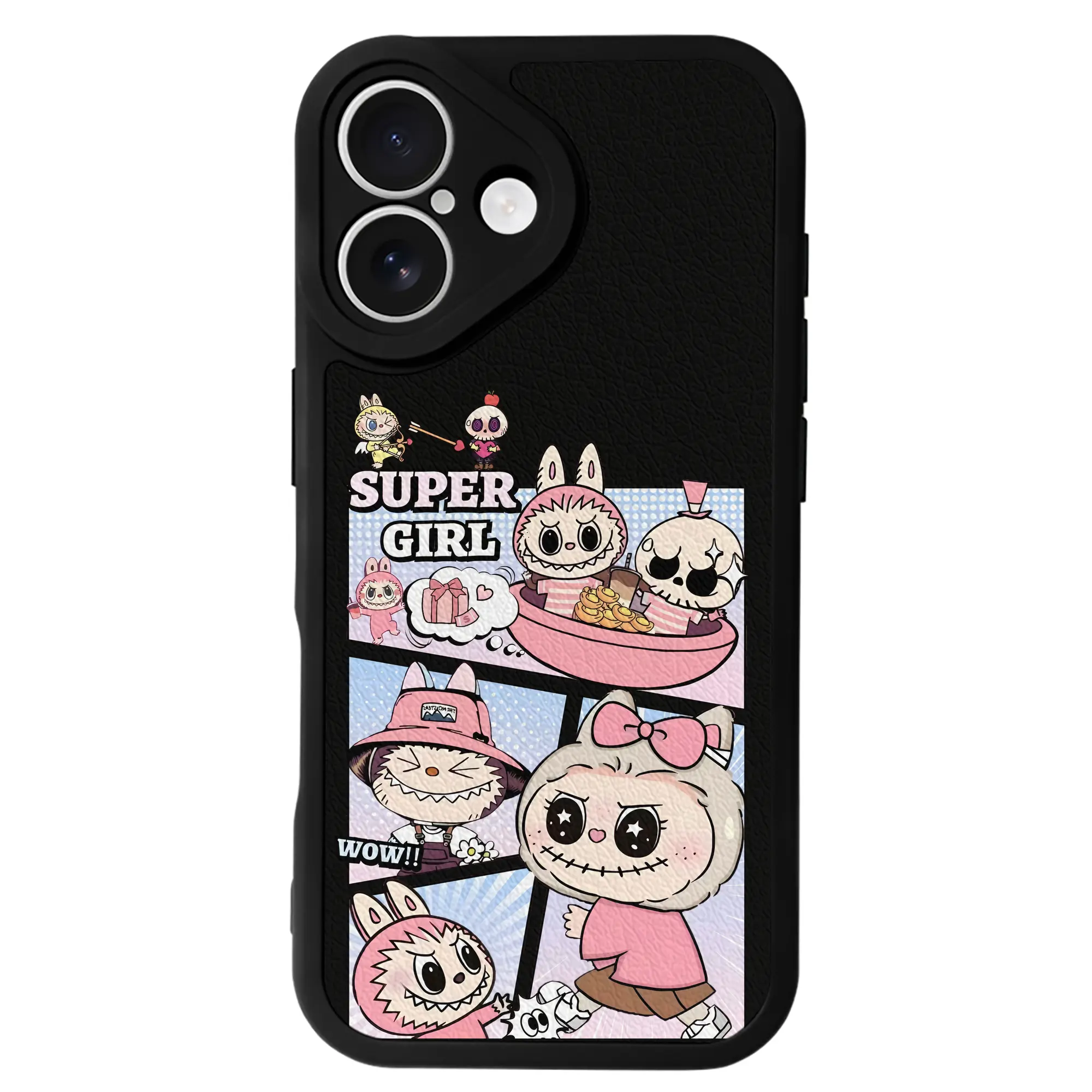 ラブブ グッズ ジモモ - IPhone 16シリーズ対応 ・ シリコンスマホケース ・ レザー調 ・ 高精度フィット ・ 耐衝撃 ・ ワイヤレス充電対応 ・ 精密カット